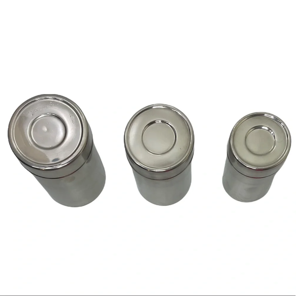 Stainless Canisters Tins Storage Containers Silver Chrome 3 piece  Canister Set